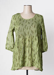 Tunique manches longues tissage crêpe vert BLANCHEPORTE femme