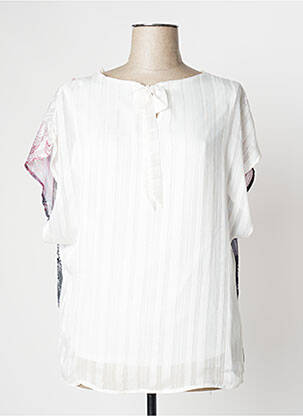 Blouse légère et transparente manches courtes blanc MOKA'S femme