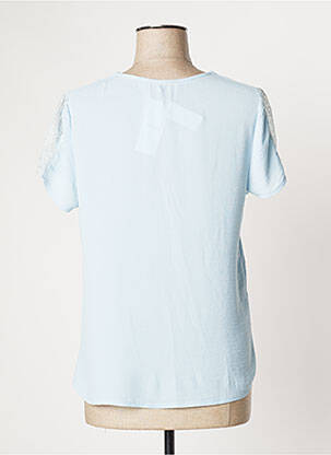 Top col carré manches courtes bleu MOKA'S femme