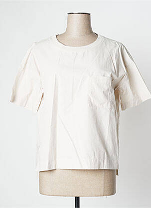 Blouse tissage popeline manches courtes beige MUJI femme