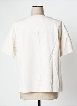 Blouse tissage popeline manches courtes beige MUJI femme