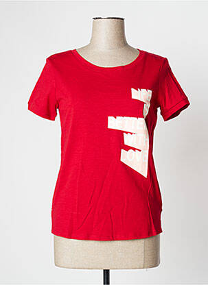 T-shirt sérigraphie manches courtes rouge CAMAIEU femme