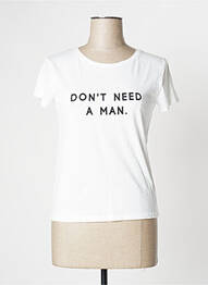 T-shirt sérigraphie floquée manches courtes blanc CAMAIEU femme