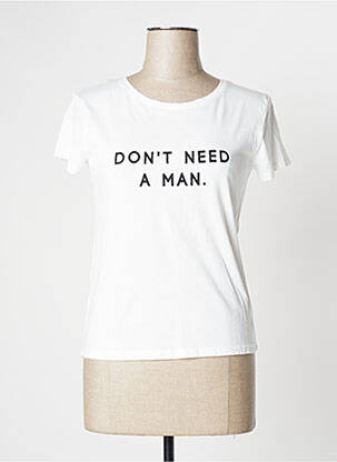T-shirt sérigraphie floquée manches courtes blanc CAMAIEU femme