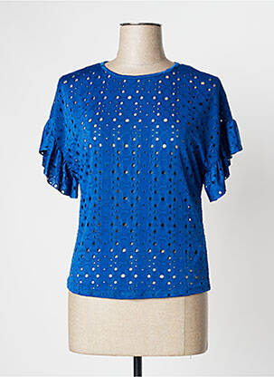 T-shirt coupe cintrée manches courtes bleu CAMAIEU femme