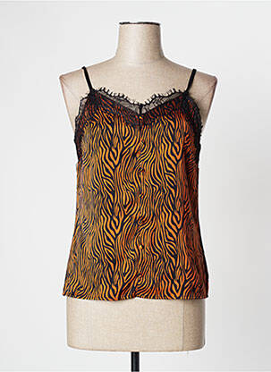 Top coupe fluide fines bretelles marron CAMAIEU femme