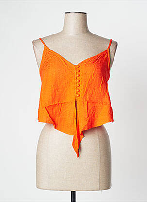Top tissage crêpe fines bretelles orange CAMAIEU femme