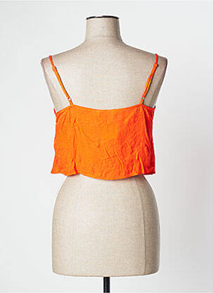 Top tissage crêpe fines bretelles orange CAMAIEU femme