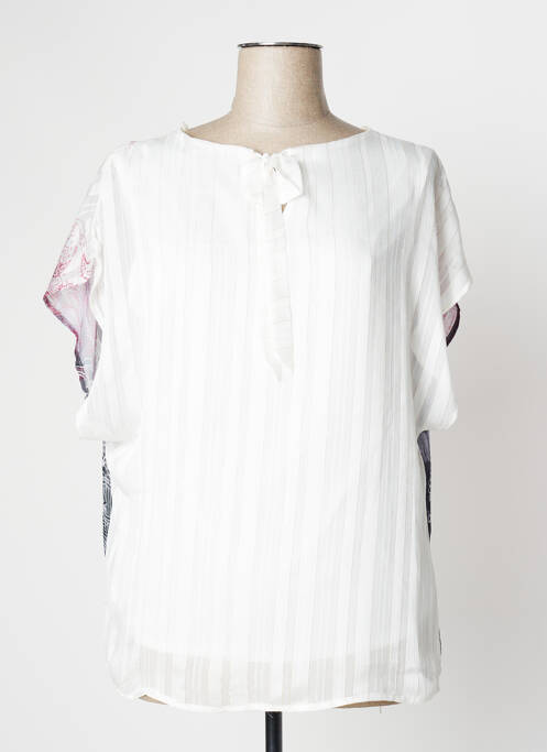 Blouse imprimé fantaisie manches courtes blanc MOKA'S femme
