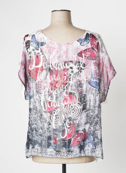 Blouse imprimé fantaisie manches courtes blanc MOKA'S femme