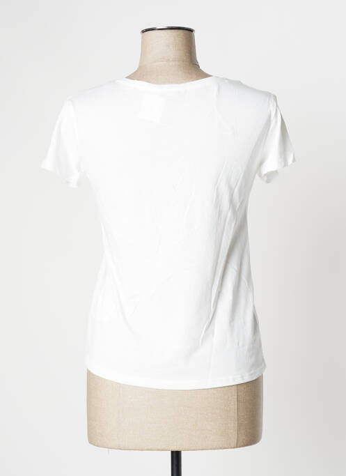 T-shirt sérigraphie floquée manches courtes blanc CAMAIEU femme