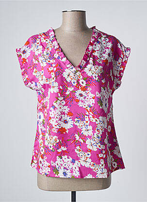 Blouse imprimé fleurs manches courtes rose BLANCHEPORTE femme