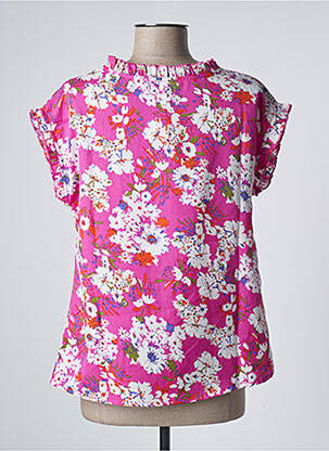 Blouse imprimé fleurs manches courtes rose BLANCHEPORTE femme