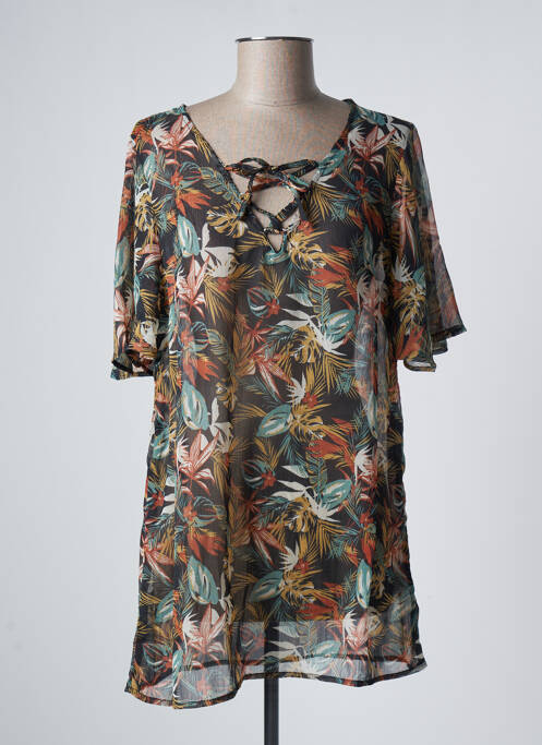 Tunique manches courtes légère et transparente noir BLANCHEPORTE femme