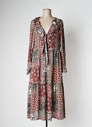 Robe longue manches longues manches longues marron SALSA femme