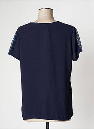 Top col carré manches courtes bleu MOKA'S femme