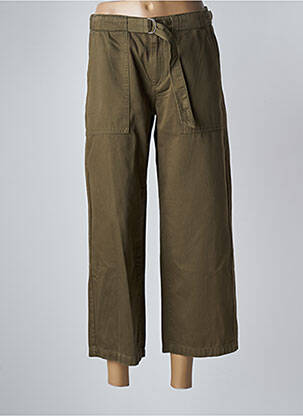 Pantalon 7/8 fermeture zippée sous rabat boutonné taille normale vert CAMAIEU femme