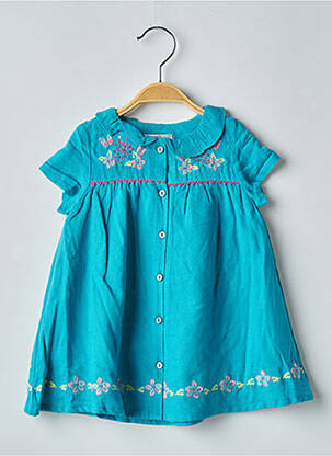 Robe mi-longue col claudine manches courtes bleu DU PAREIL AU MÊME fille