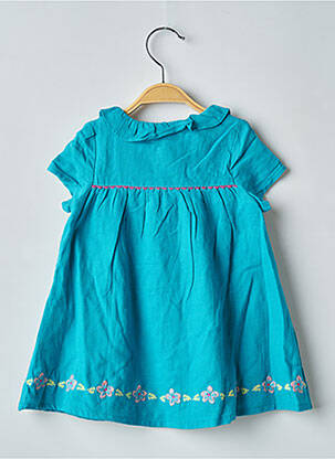 Robe mi-longue col claudine manches courtes bleu DU PAREIL AU MÊME fille