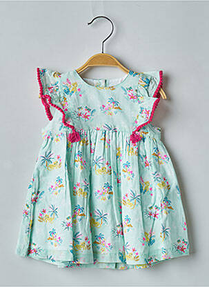 Robe mi-longue doublure manches courtes vert DU PAREIL AU MÊME fille