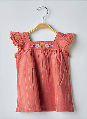 Robe mi-longue col carré manches courtes marron DU PAREIL AU MÊME fille