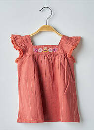 Robe mi-longue col carré manches courtes marron DU PAREIL AU MÊME fille