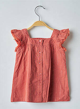 Robe mi-longue col carré manches courtes marron DU PAREIL AU MÊME fille