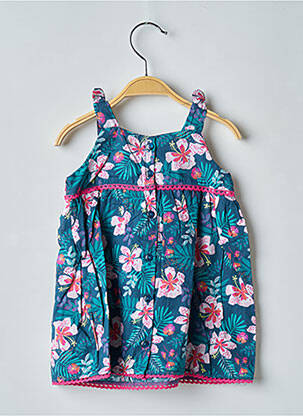 Robe mi-longue col carré fines bretelles bleu DU PAREIL AU MÊME fille