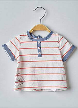 T-shirt fermeture pressionnée manches courtes blanc SERGENT MAJOR garçon