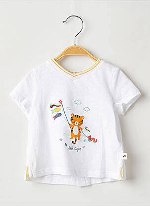 T-shirt fermeture pressionnée manches courtes blanc SERGENT MAJOR garcon