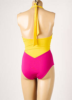 Maillot de bain 1 pièce stretch haut triangles jaune AUBADE femme