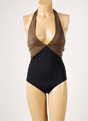 Maillot de bain 1 pièce stretch haut triangles vert AUBADE femme