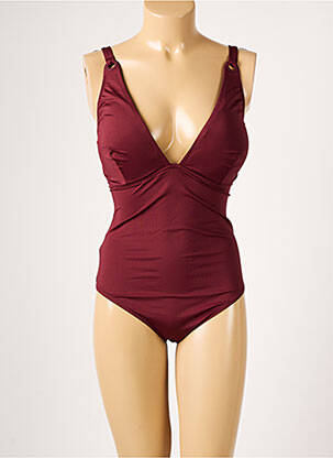 Maillot de bain 1 pièce effet matière satinée haut soutien-gorge avec mousse de rembourrage amovible rouge PRINCESSE TAM-TAM femme