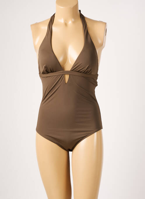Maillot de bain 1 pièce stretch haut soutien-gorge moulé vert AUBADE femme