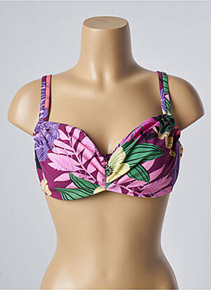 Haut de maillot de bain stretch haut soutien-gorge emboitant violet BELCOR femme
