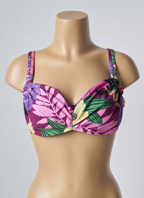Haut de maillot de bain stretch haut soutien-gorge emboitant violet BELCOR femme