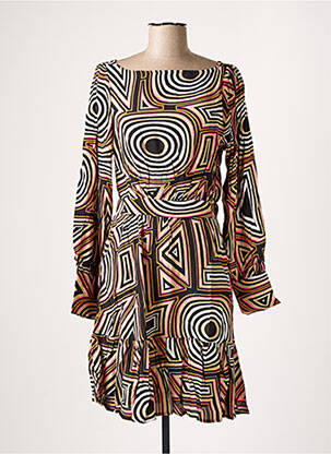 Robe mi-longue tissage crêpe manches longues noir ONLY femme