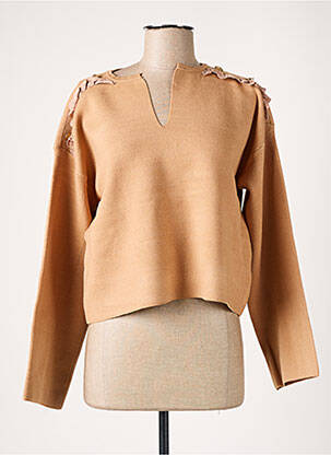 Pull coupe cintrée manches longues marron MOËWY femme