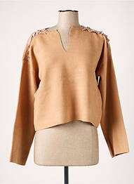 Pull coupe cintrée manches longues marron MOËWY femme