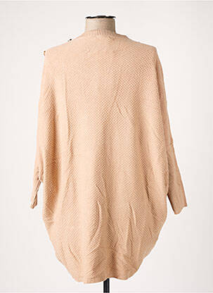 Pull tunique finition bords-côtes manches longues beige ENZORIA femme