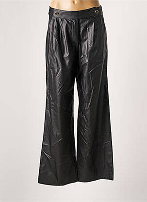 Pantalon large fermeture zippée sous rabat boutonné taille haute noir UNIKA femme