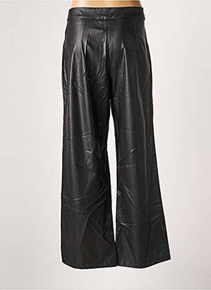Pantalon large fermeture zippée sous rabat boutonné taille haute noir UNIKA femme