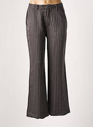 Pantalon large fermeture zippée sous rabat avec crochet taille normale gris SEASON femme