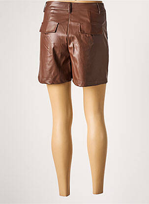 Short tissage simili-cuir taille haute marron VOYELLES femme