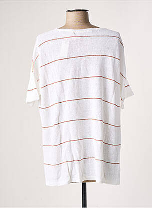 Pull col rond manches courtes blanc POLES femme