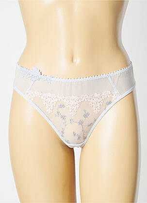 Tanga effet matière satinée bleu PASSIONATA femme