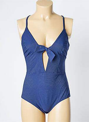 Maillot de bain 1 pièce effet matière satinée haut triangles bleu SIMONE PERELE femme