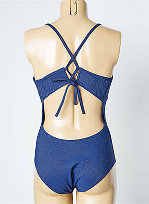 Maillot de bain 1 pièce effet matière satinée haut triangles bleu SIMONE PERELE femme