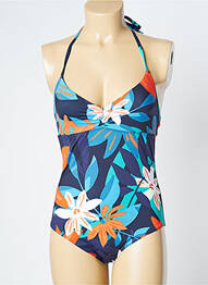 Maillot de bain 1 pièce effet matière satinée haut triangles bleu SIMONE PERELE femme