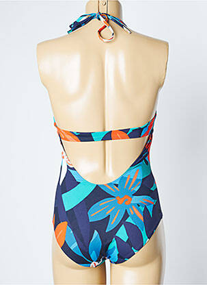 Maillot de bain 1 pièce effet matière satinée haut triangles bleu SIMONE PERELE femme